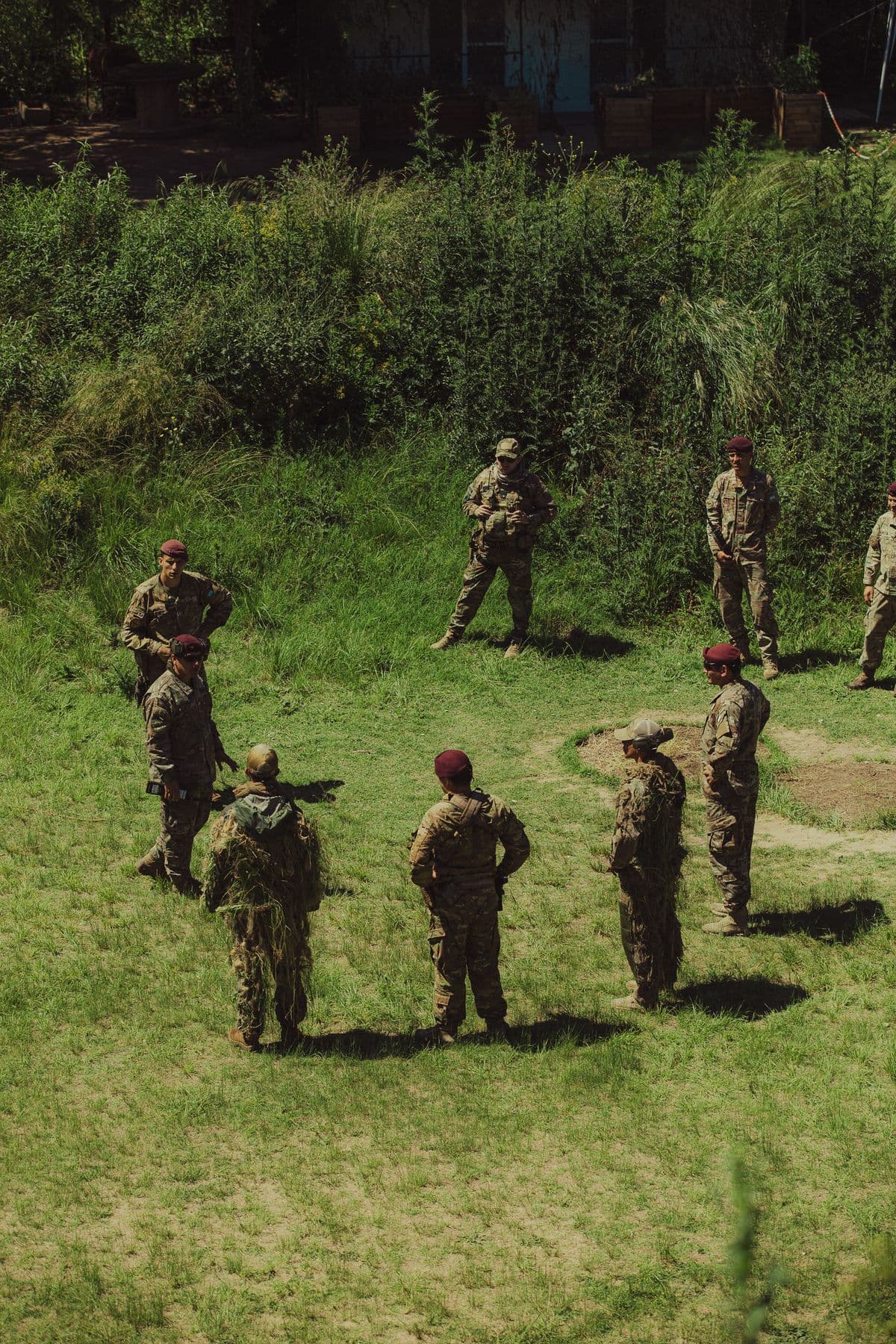 Students training with an instructor